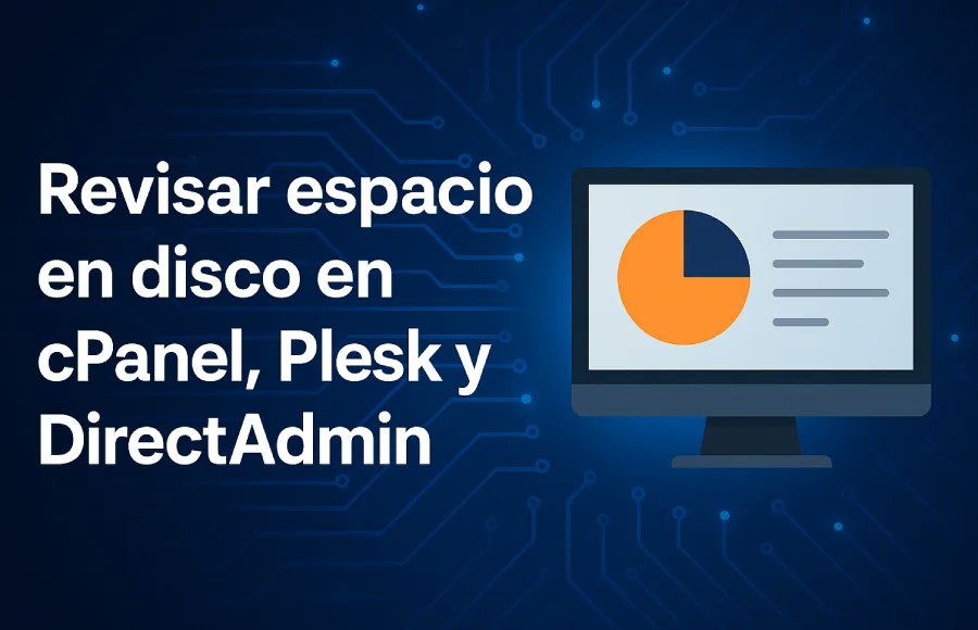 HostingTG's tweet card. Revisar espacio en disco en cPanel, Plesk y DirectAdmin: detecta qué ocupa más y libera GB sin riesgos con pasos claros y trucos pro.