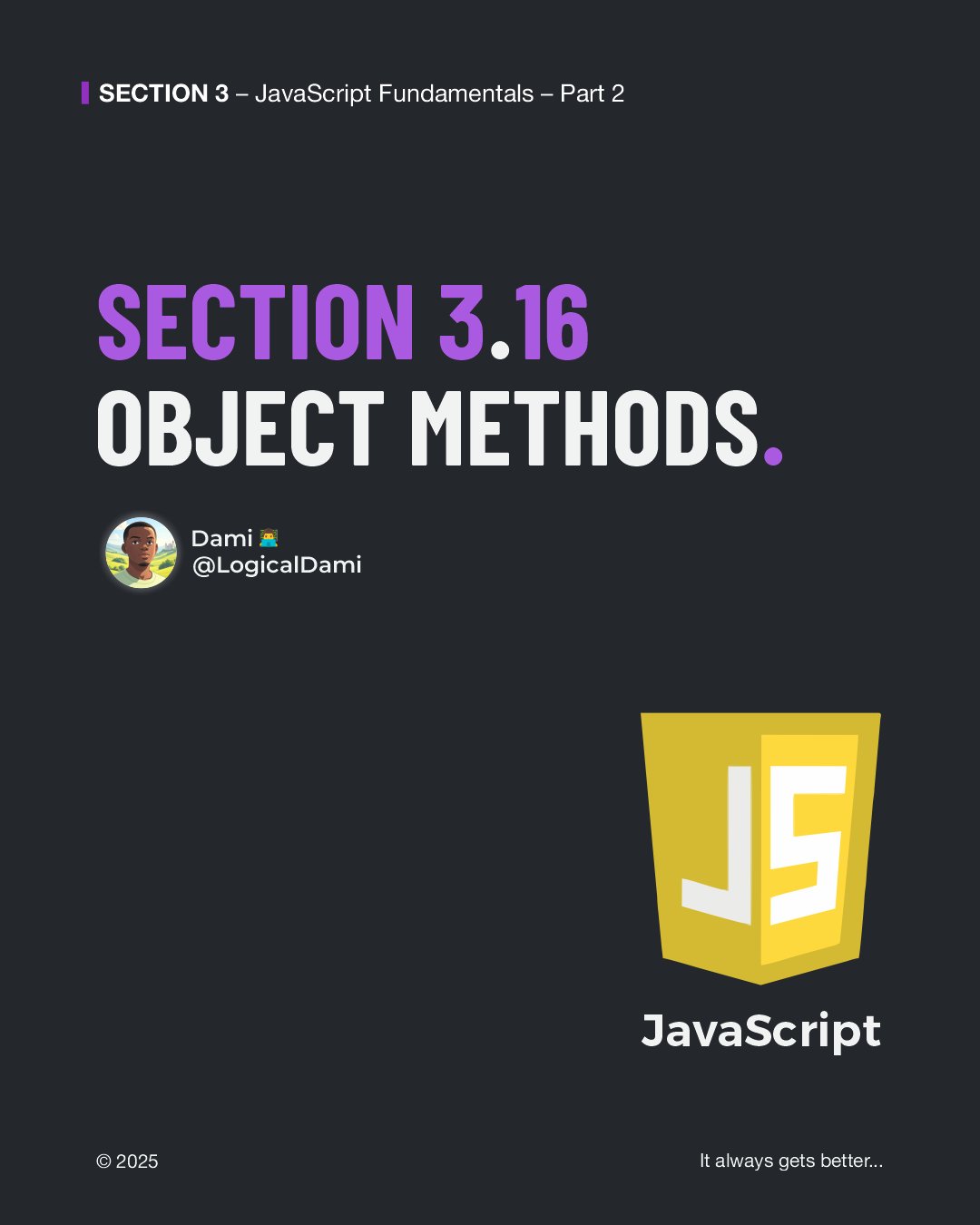 LogicalDami's tweet card. Learning JavaScript