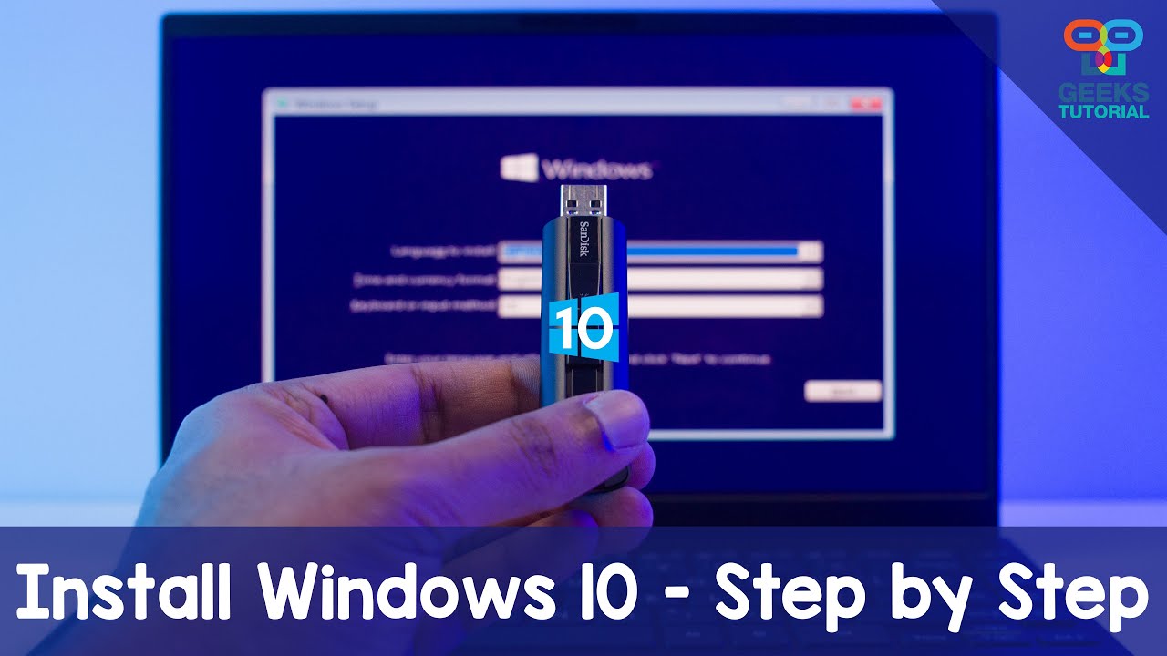 GeeksTutorial's tweet card. How to Install Windows 10 (Step by Step Guide)
