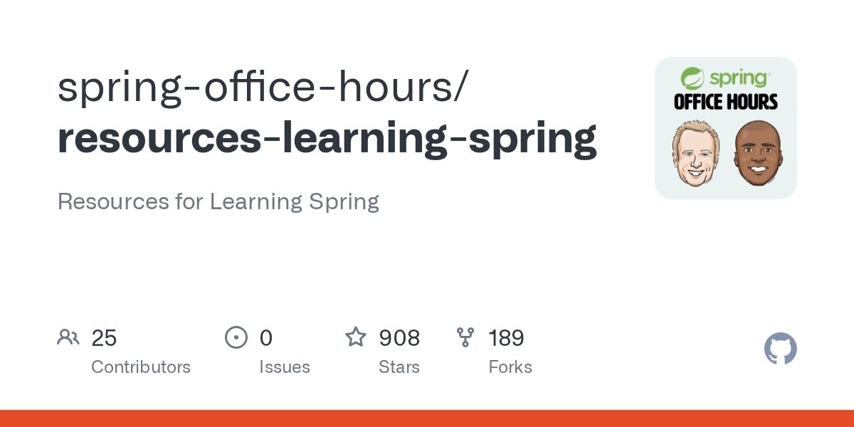 dashaun's tweet card. Resources for Learning Spring. Contribute to spring-office-hours/resources-learning-spring development by creating an account on GitHub.