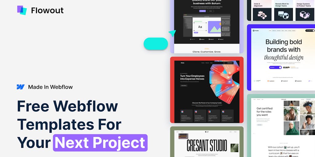 FlowoutHQ's tweet card. Hand-picked library of 85+ free Webflow templates - fully responsive, easy to customize, and built with clean, scalable structures. No signup walls, no limitations. Just high-quality templates to...