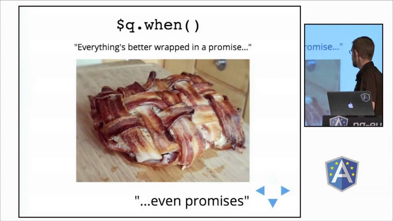angularjspt's tweet card. The Power of $q by Dave Smith at ng-europe 2014