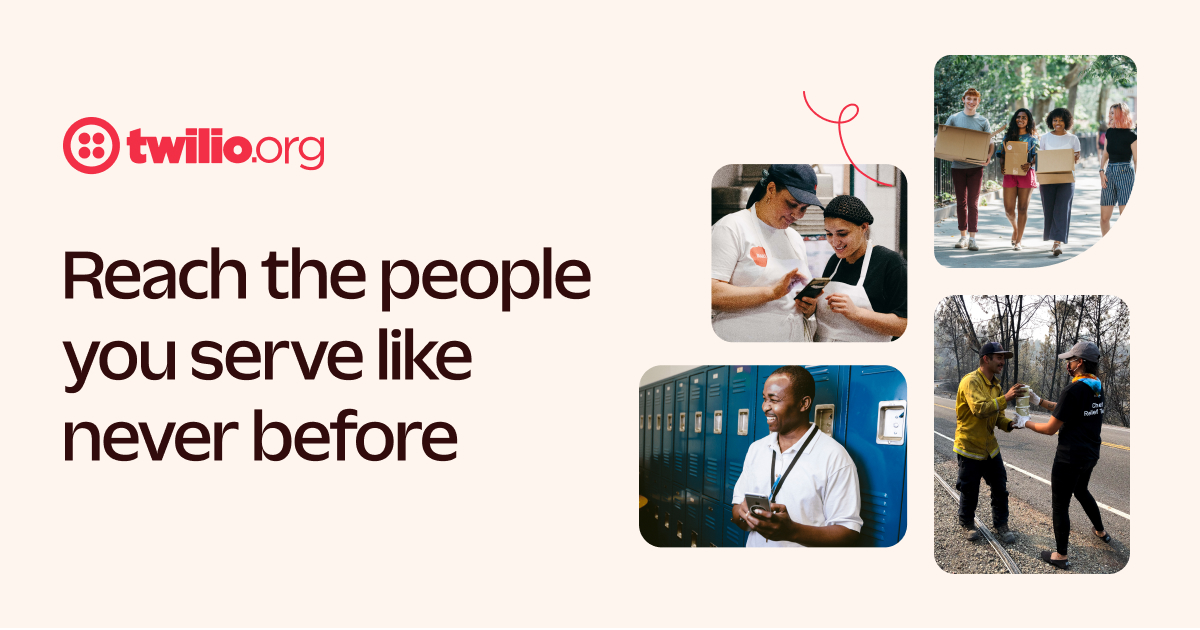 TwilioDotOrg's tweet card. Twilio.org exists to bring the power of Twilio, the #1 digital communications platform, to organizations that are doing good. Twilio.org helps increase nonprofits capacity to serve their communities...