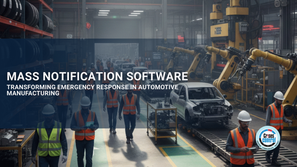 CrisesControl's tweet card. Mass Notification Software keeps automotive plant workers safe with instant alerts and AI-powered emergency guidance.