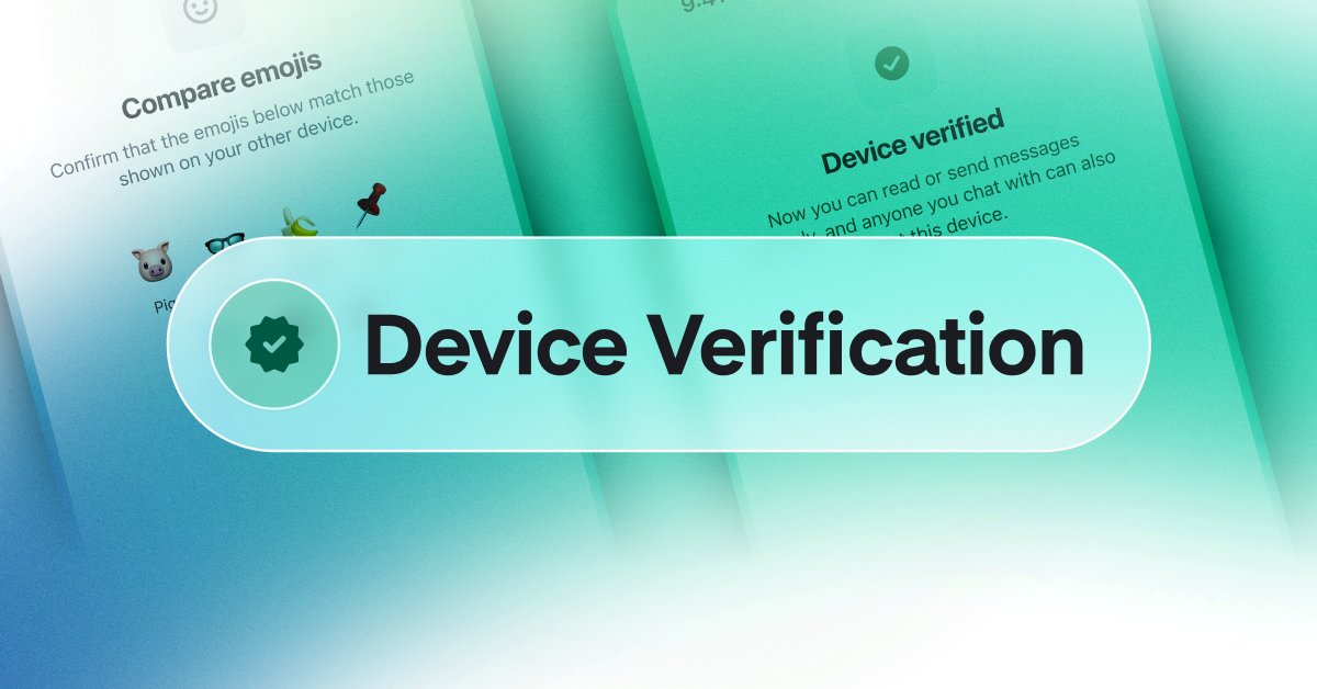 element_hq's tweet card. From April 2026, only verified devices can send or receive end-to-end encrypted message on Element.