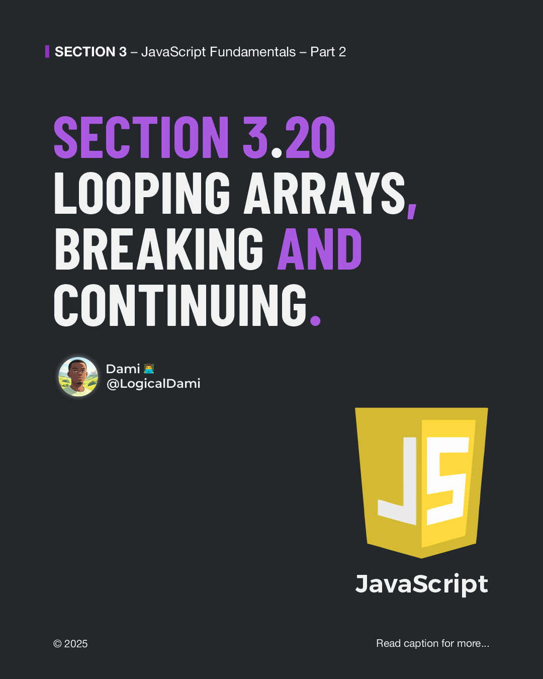 LogicalDami's tweet card. Learning JavaScript