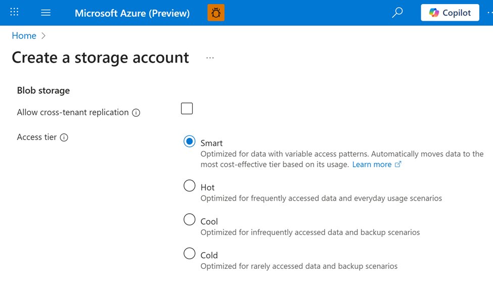 AzureWeekly's tweet card. We are excited to introduce the public preview of smart tier for Azure Blob and Azure Data Lake Storage. Smart tier is a fully managed, automated data...