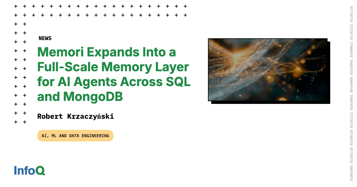 JavaWales's tweet card. Memori is an innovative, open-source memory system that empowers AI agents with structured, long-term memory using standard databases like SQL and MongoDB. It seamlessly integrates into existing...