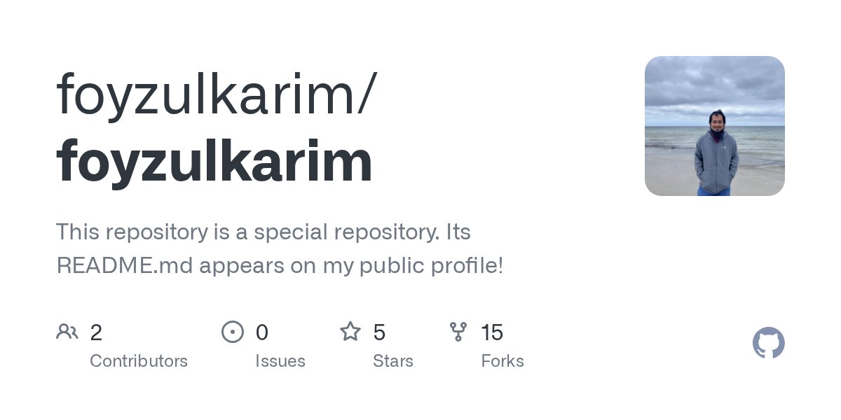 foyzul_karim's tweet card. This repository is a special repository. Its README.md appears on my public profile! - foyzulkarim/foyzulkarim