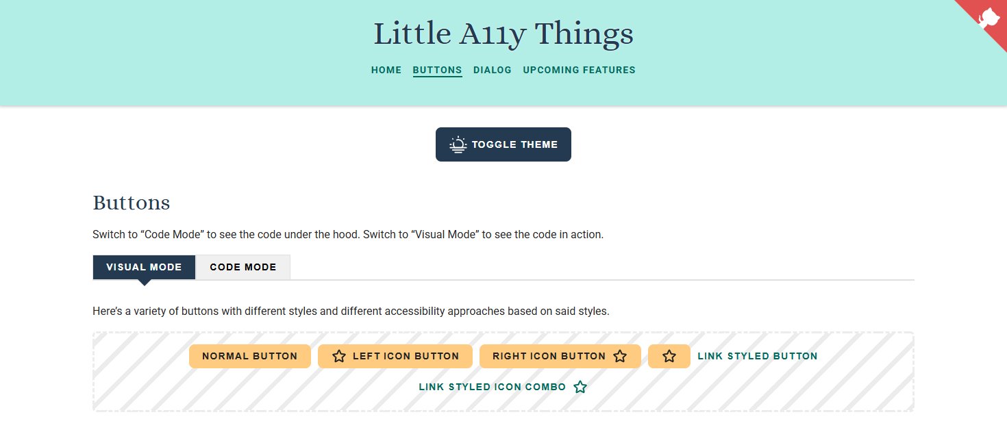 RachelRVasquez's tweet card. Little A11y Things is an accessibility resource with breathable documentation and bare bones code snippets for web developers.
