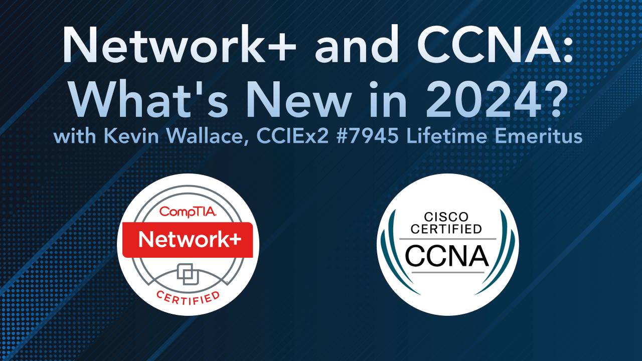 kwallaceccie's tweet card. Get signed up for this completely free training where you'll learn what's new in CompTIA's Network+ (N10-009) and Cisco's CCNA v1.1 (200-301) exams.
