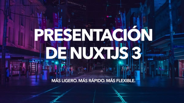 Rafael_Casuso's tweet card. En el próximo evento de Nuxt Nation se anuncia por fin la versión lista para Producción de **NuxtJS 3**, el framework híbrido de Vue orientado a la Experiencia de Desarroll