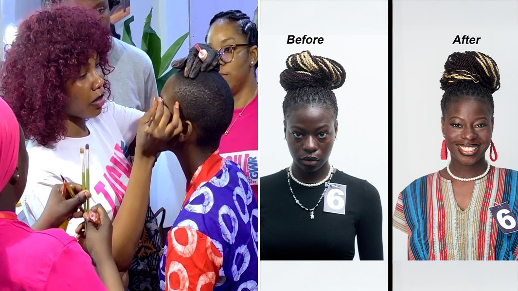 GWR's tweet card. Nigerian star Symply Tacha smashes two world records by making other women feel beautiful