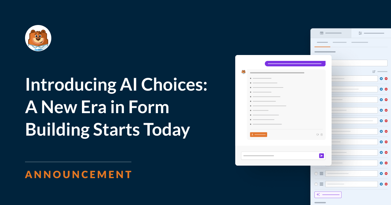 easywpforms's tweet card. Build forms faster with AI-generated choices for dropdown lists, checkboxes, and multiple choice fields. Save time and let WPForms AI do the heavy lifting.