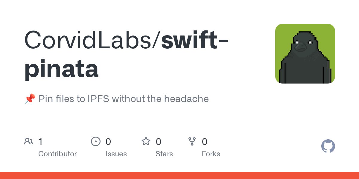 leif_algo's tweet card. 📌 Pin files to IPFS without the headache. Contribute to CorvidLabs/swift-pinata development by creating an account on GitHub.