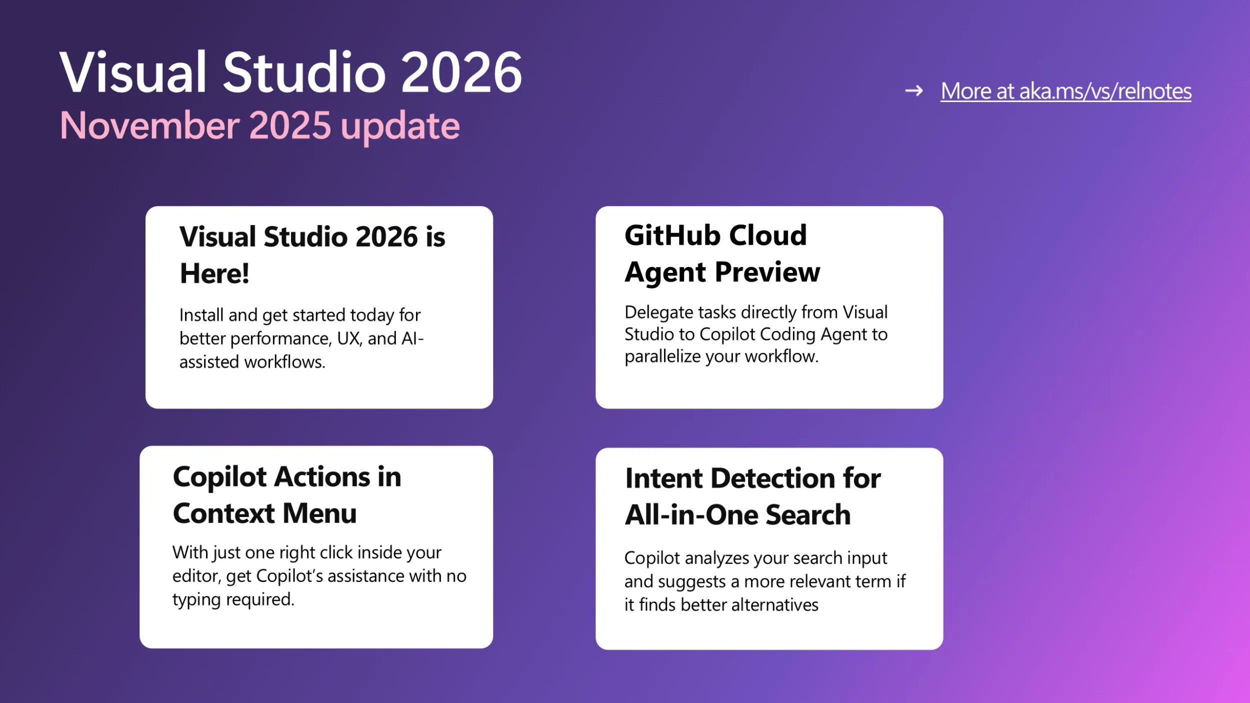 devdigest_today's tweet card. Visual Studio 2026 is now generally available with agentic and AI-native developments!