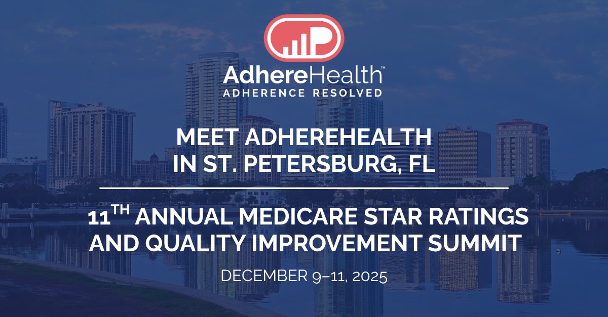 AdhereHealth's tweet card. Are you heading to the 11th Annual Medicare Star Ratings & Quality Improvement Summit in St. Petersburg? We are—and we’d love to connect.