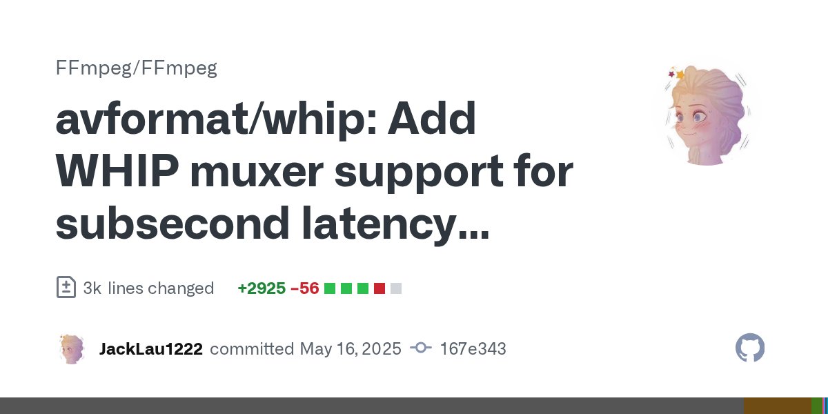 _pion's tweet card. 0. WHIP Version 3. 1. The WHIP muxer has been renamed and refined, with improved logging context and error messages for SSL, DTLS, and RTC. 2. Magic numbers have been replaced with macros and e...