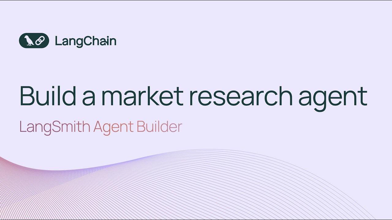 LangChainAI's tweet card. Building a Market Research Assistant with Langsmith Agent Builder