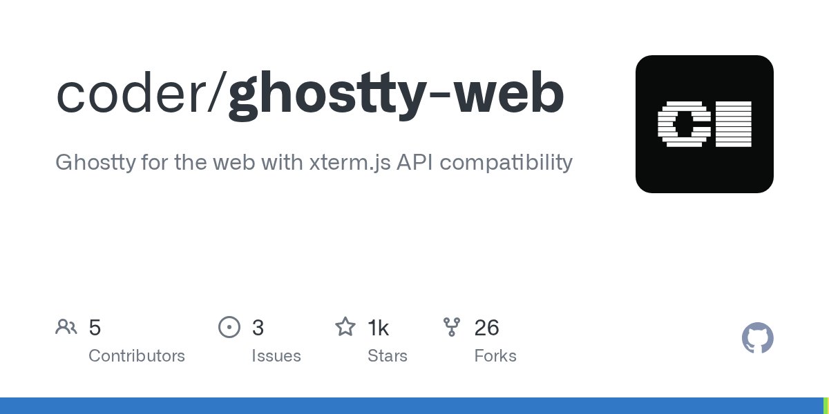 mitchellh's tweet card. Ghostty for the web with xterm.js API compatibility - coder/ghostty-web