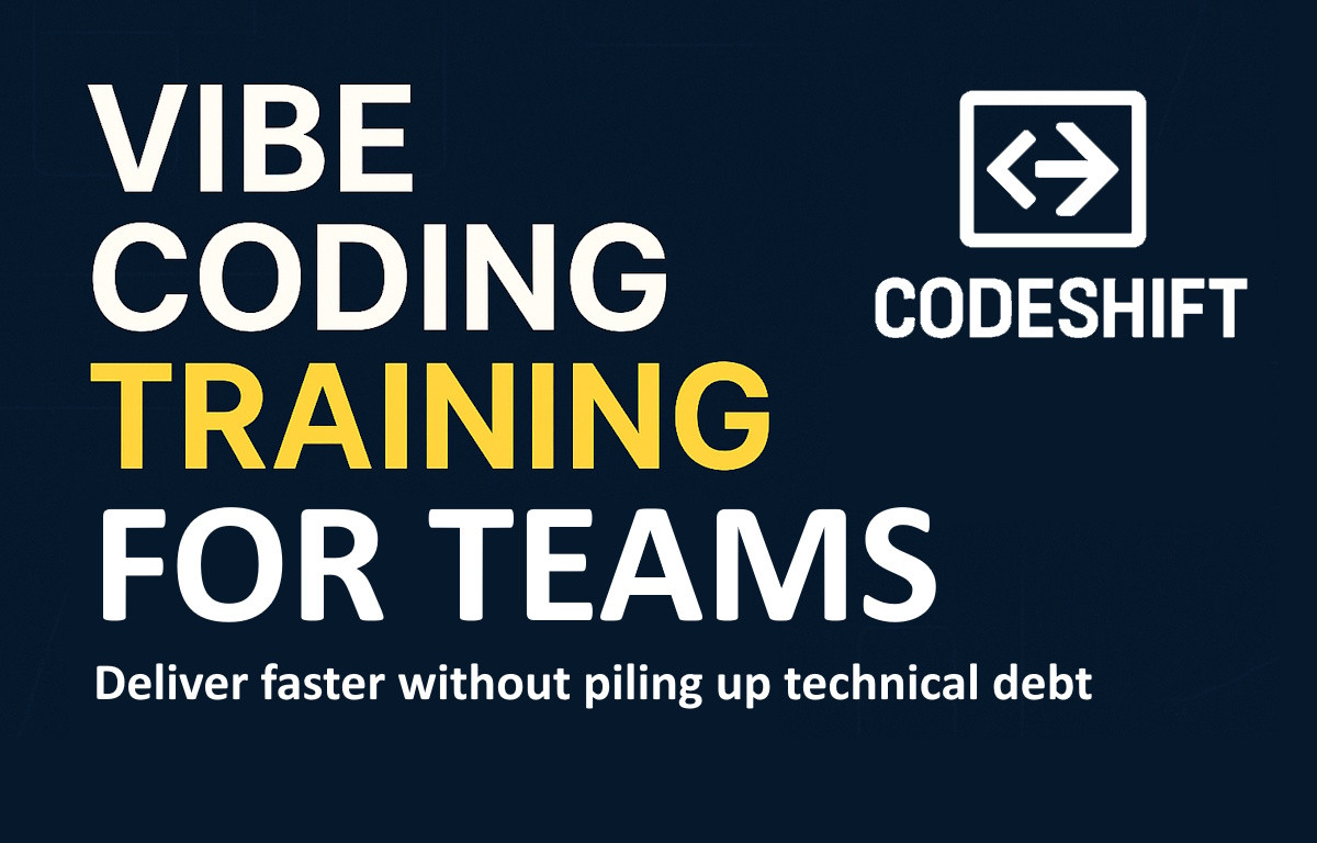 tomaszs2's tweet card. Train your dev team to use AI tools like ChatGPT & Copilot with structure. CodeShift training helps make sure team vibe coding boosts delivery speed without sacrificing code quality.