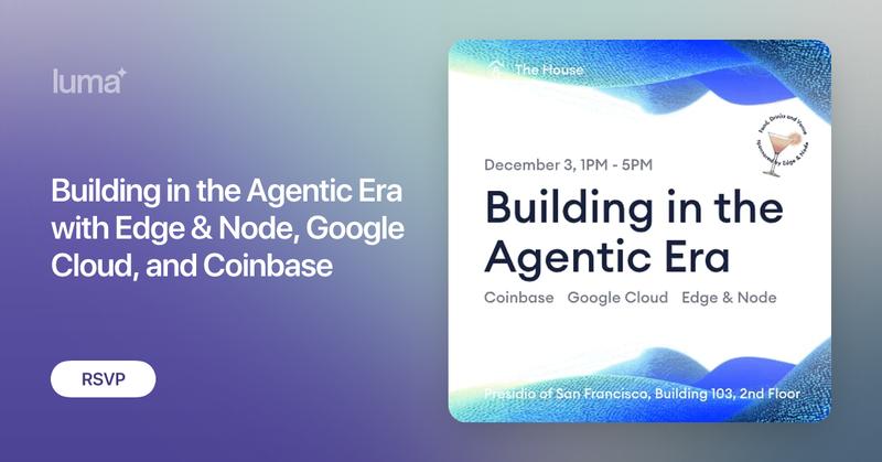 thehouseofweb3's tweet card. Join leaders from Edge & Node, Google Cloud, and Coinbase, for an exclusive half-day gathering exploring the foundations of agent to agent coordination and the…