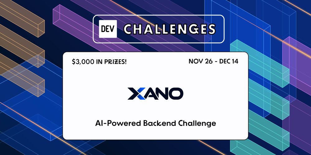 ThePracticalDev's tweet card. We're excited to announce our newest challenge with Xano! Running through December 14, the Xano...