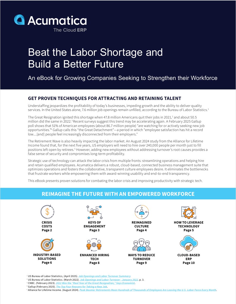 AlgorithmInc's tweet card. Discover proven strategies to attract and retain talent. Learn how technology helps combat labor shortages and boost productivity.