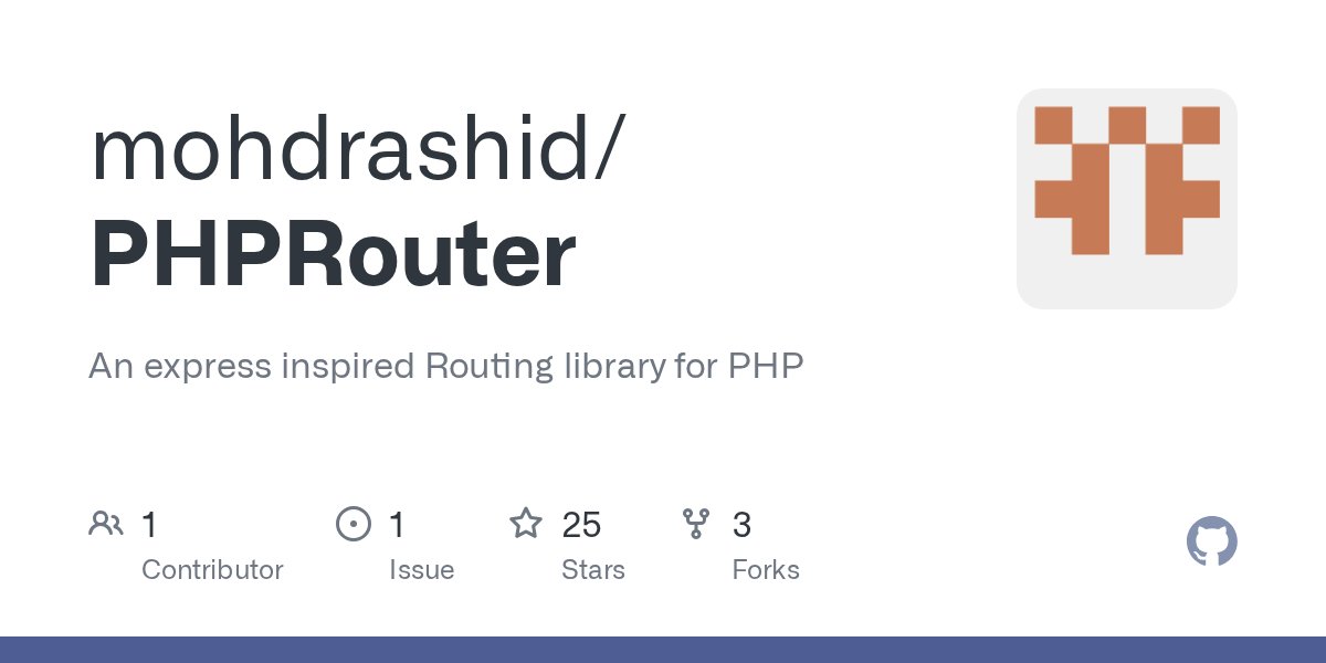 program_time's tweet card. An express inspired Routing library for PHP. Contribute to mohdrashid/PHPRouter development by creating an account on GitHub.