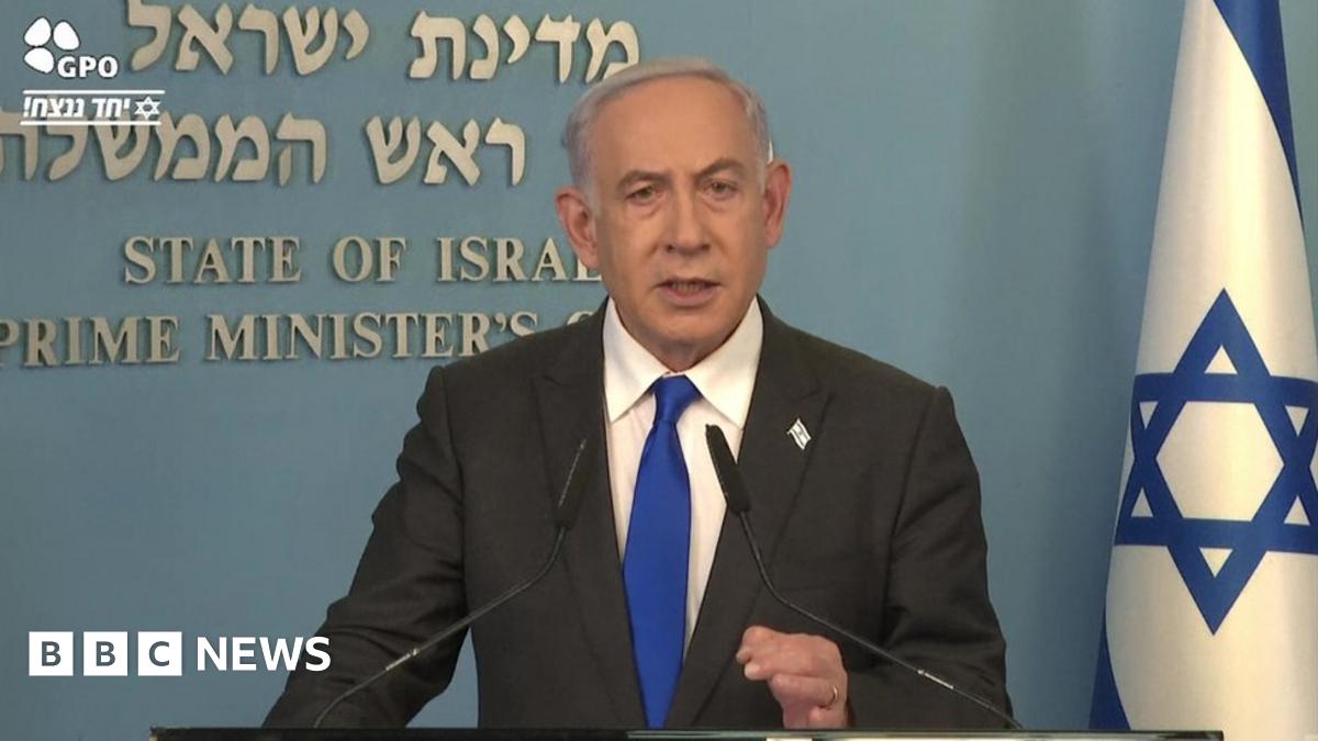 BBCBreaking's tweet card. Israel's PM insists he will accept only "total victory", and calls Hamas's truce terms "delusional".