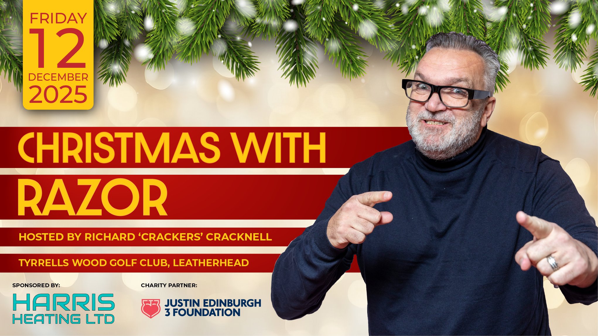 echosixtyone's tweet card. Come and join us, at Tyrrells Wood Golf Club, for a festive night of laughs with the one and only, Razor Ruddock, sponsored by Harris Heating!