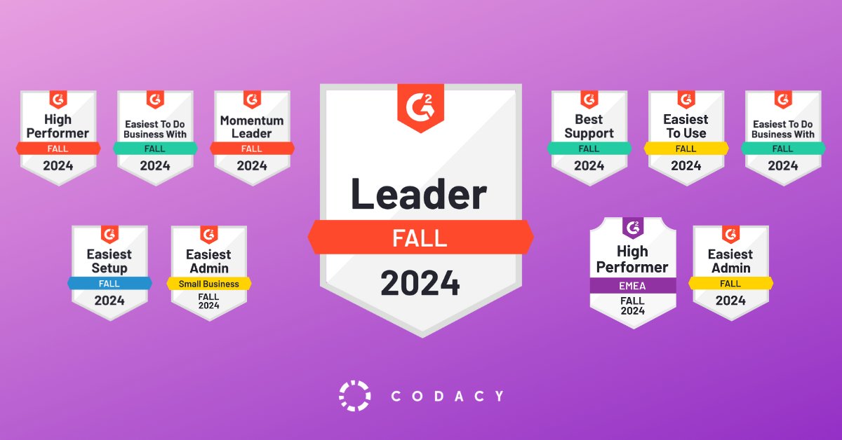 codacy's tweet card. We are excited to announce that Codacy has been named a static code analysis leader in G2's most recent Fall 2024 report.
