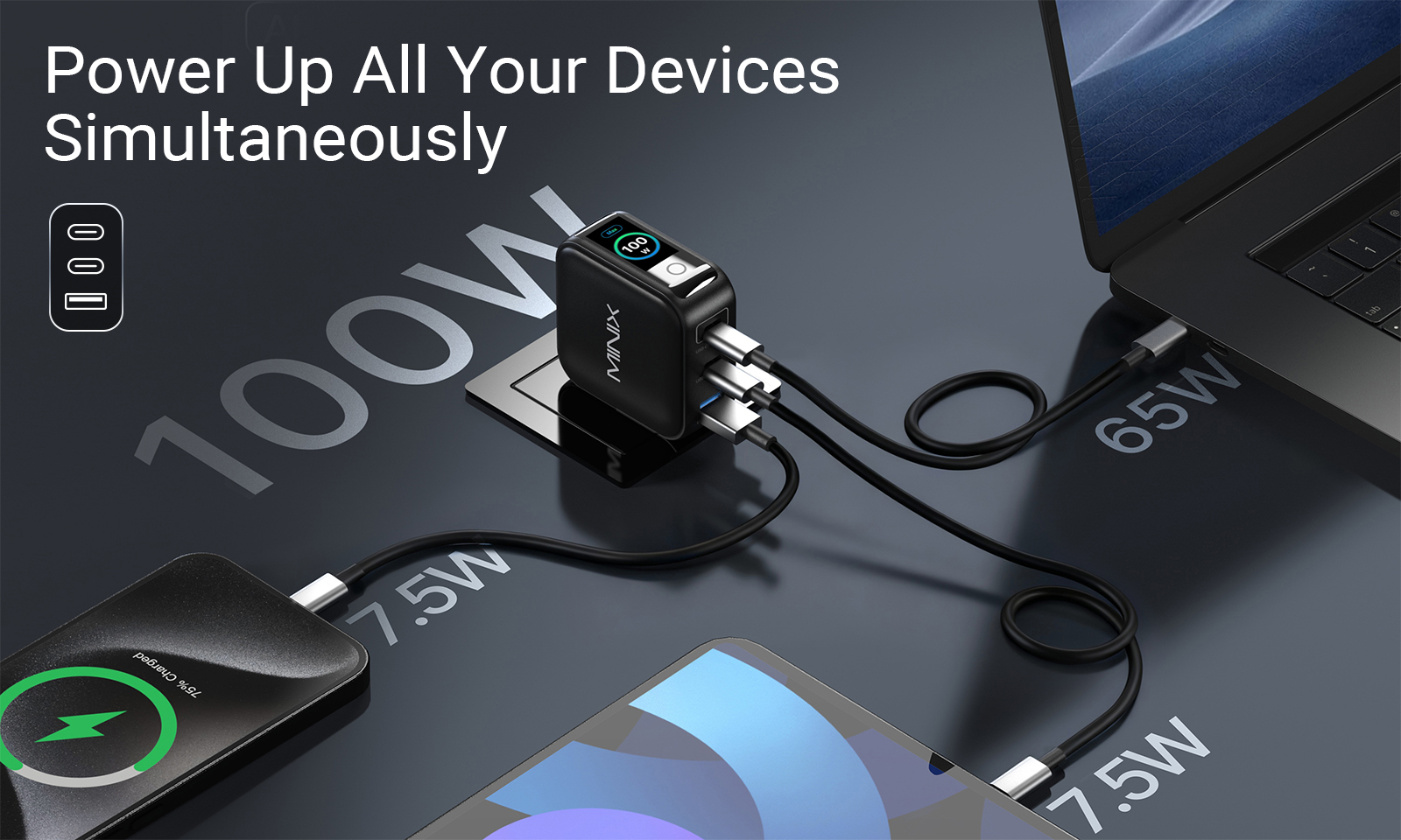 AndroidSmartTV's tweet card. MINIX expands its lineup with three new GaN chargers — the MINIX P3 Pro 100W, MINIX P30 30W, and MINIX S70 70W Ultra-Slim. Each model targets a different