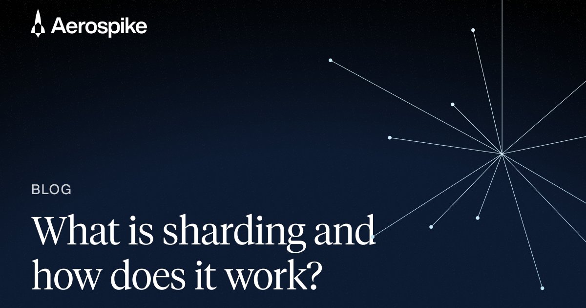 aerospikedb's tweet card. Learn how sharding splits data across nodes to scale reads and writes. Explore hash, range, and directory approaches, key risks, and when to shard or avoid it.
