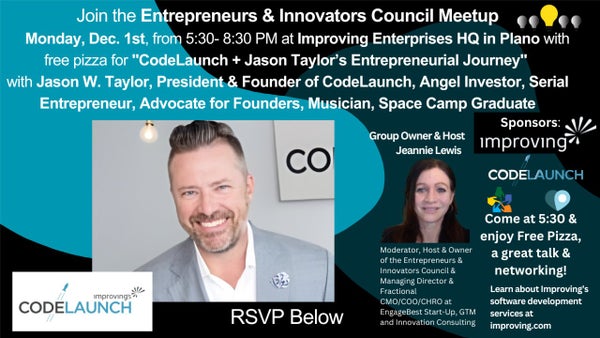 CodeLaunch's tweet card. **Join a talk and live Q&A on "CodeLaunch and its Founder's Entrepreneurial Journey"** **with Jason W.Taylor, President and Founder of CodeLaunch, Angel Investor, Serial En
