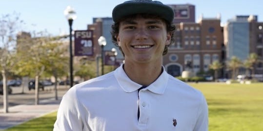 FSView's tweet card. FSU student Colten Meier is competing for $100,000 in the Dr Pepper Tuition Giveaway at the SEC Championship.