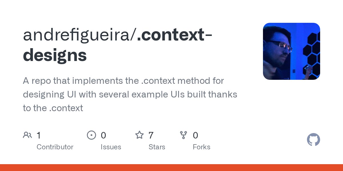 voidmode's tweet card. A repo that implements the .context method for designing UI with several example UIs built thanks to the .context - andrefigueira/.context-designs