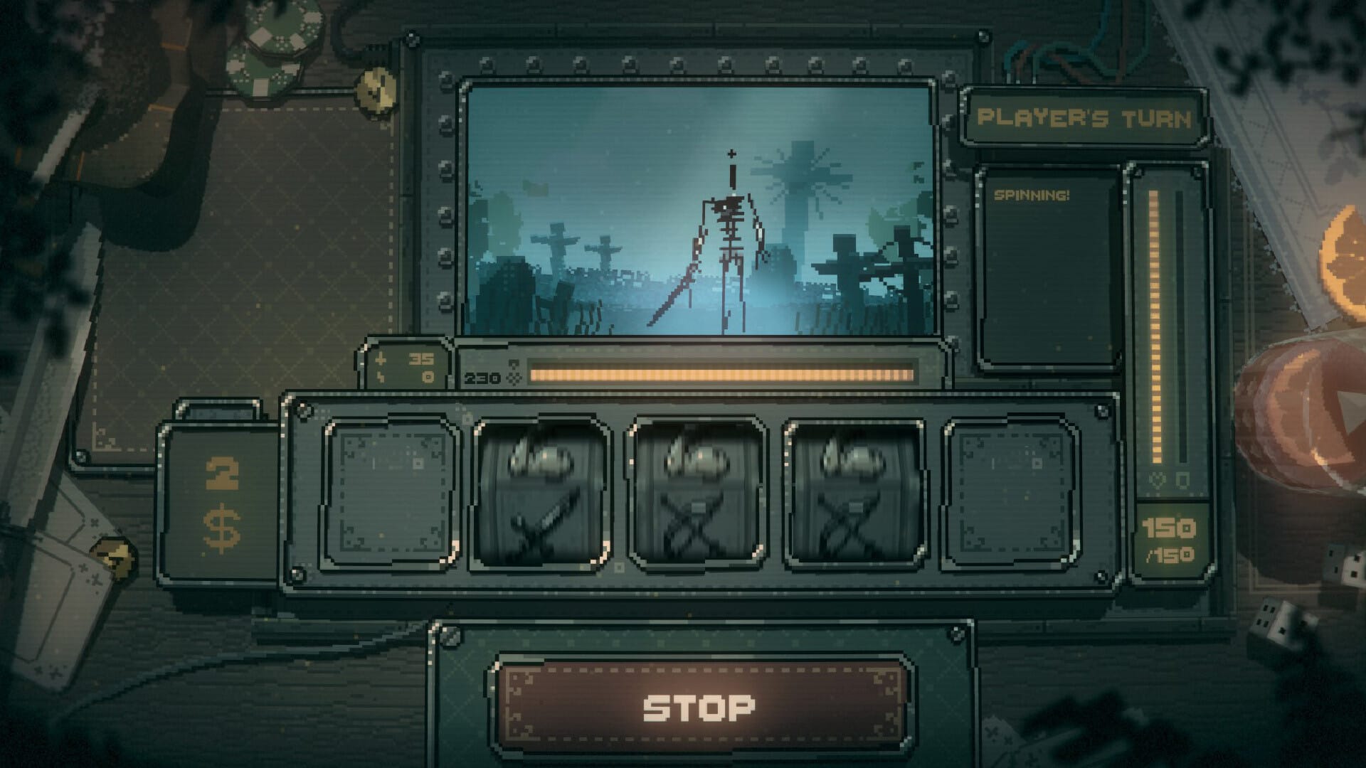 8bitnerdsde's tweet card. Slots and Daggers stammt von Entwickler Friedemann und wurde von Future Friends Games veröffentlicht. Das Spiel erschien am 24. Oktober 2025 und läuft aktuell