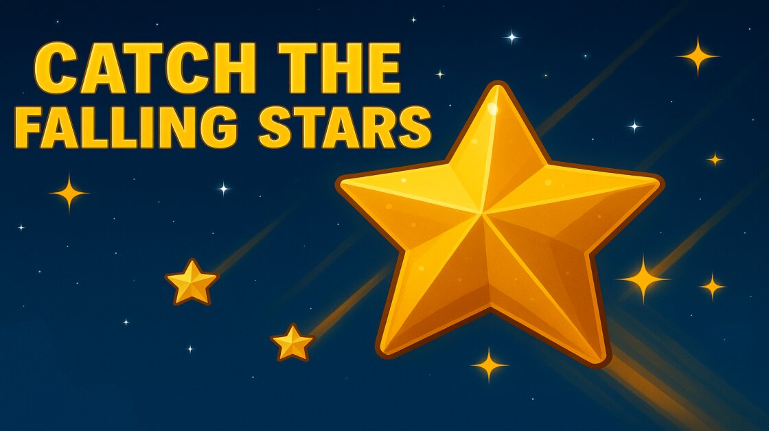 HTML5Arcade's tweet card. Catch stars, power up in this fast-paced arcade blast! Unlock skins, beat levels, and survive the madness of Endless Mode!