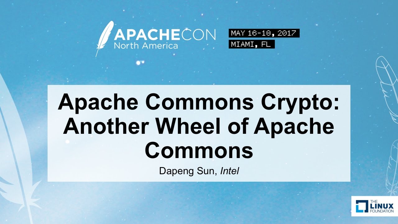 ApacheCommons's tweet card. Apache Commons Crypto: Another Wheel of Apache Commons - Dapeng Sun,...