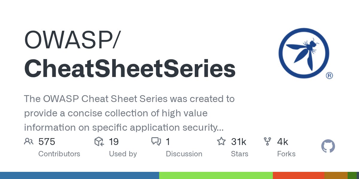 Abenet_'s tweet card. The OWASP Cheat Sheet Series was created to provide a concise collection of high value information on specific application security topics. - OWASP/CheatSheetSeries