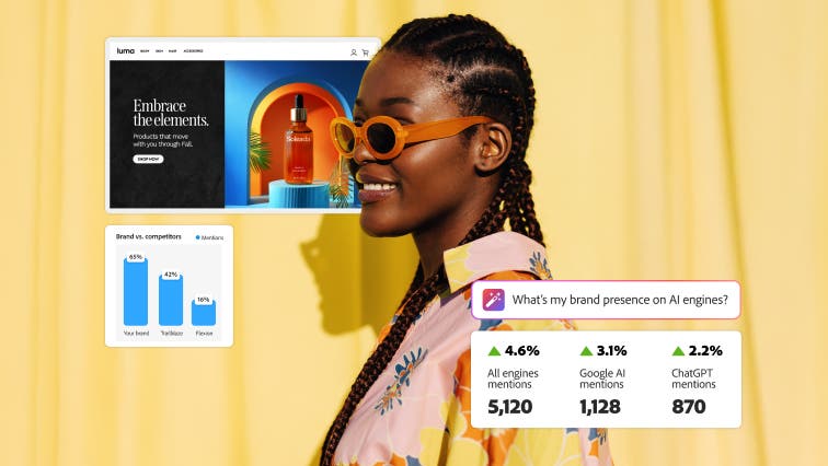lizkmiller's tweet card. Shape your brand’s presence in AI search results with Adobe LLM Optimizer. Gain GEO insights, boost visibility across LLMs, and drive measurable traffic growth.
