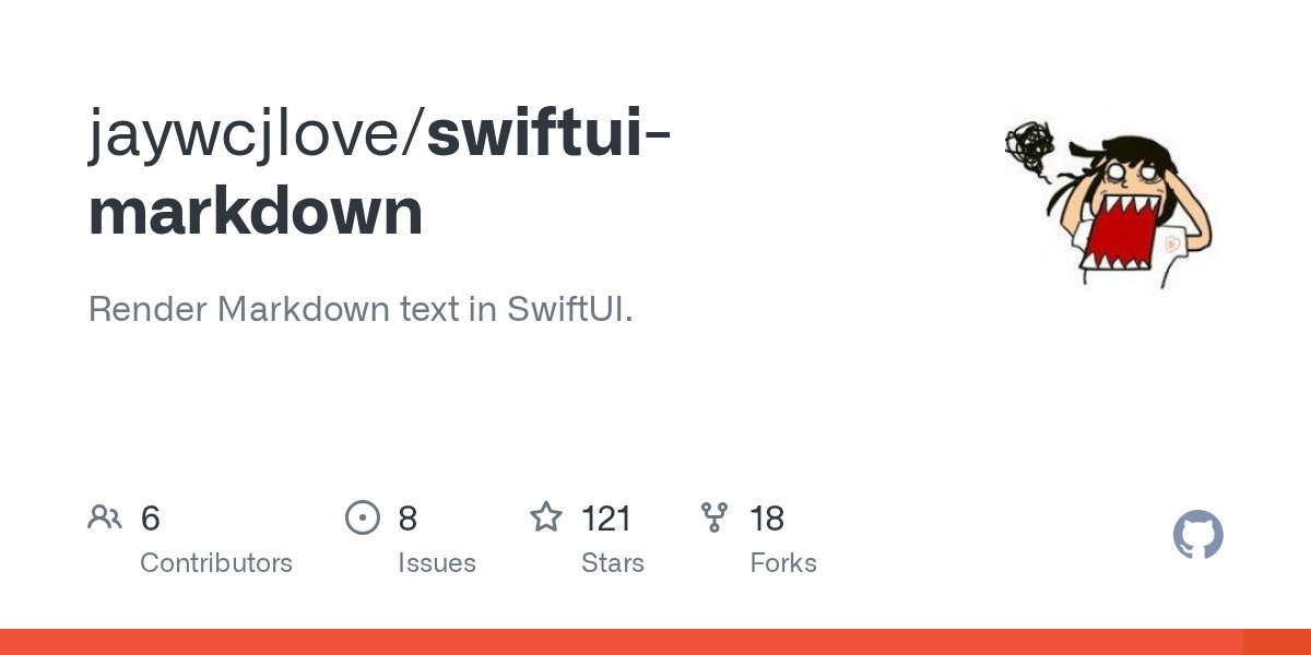 SwiftUIHome's tweet card. Render Markdown text in SwiftUI. Contribute to jaywcjlove/swiftui-markdown development by creating an account on GitHub.
