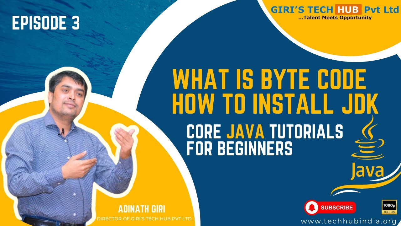 HubGiri's tweet card. What is byte code | JDK install | core java for beginners | live...