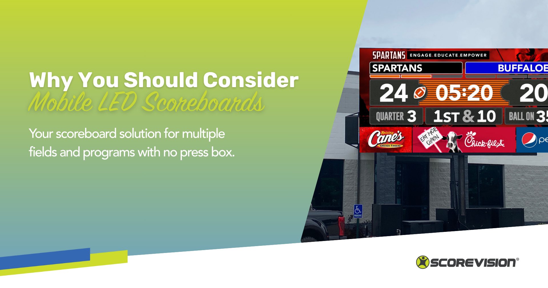 GetScoreVision's tweet card. Upgrade your athletics program with a mobile LED scoreboard for flexibility, fan engagement, and new revenue opportunities. Discover how ScoreVision enhances your sports events and community activi...