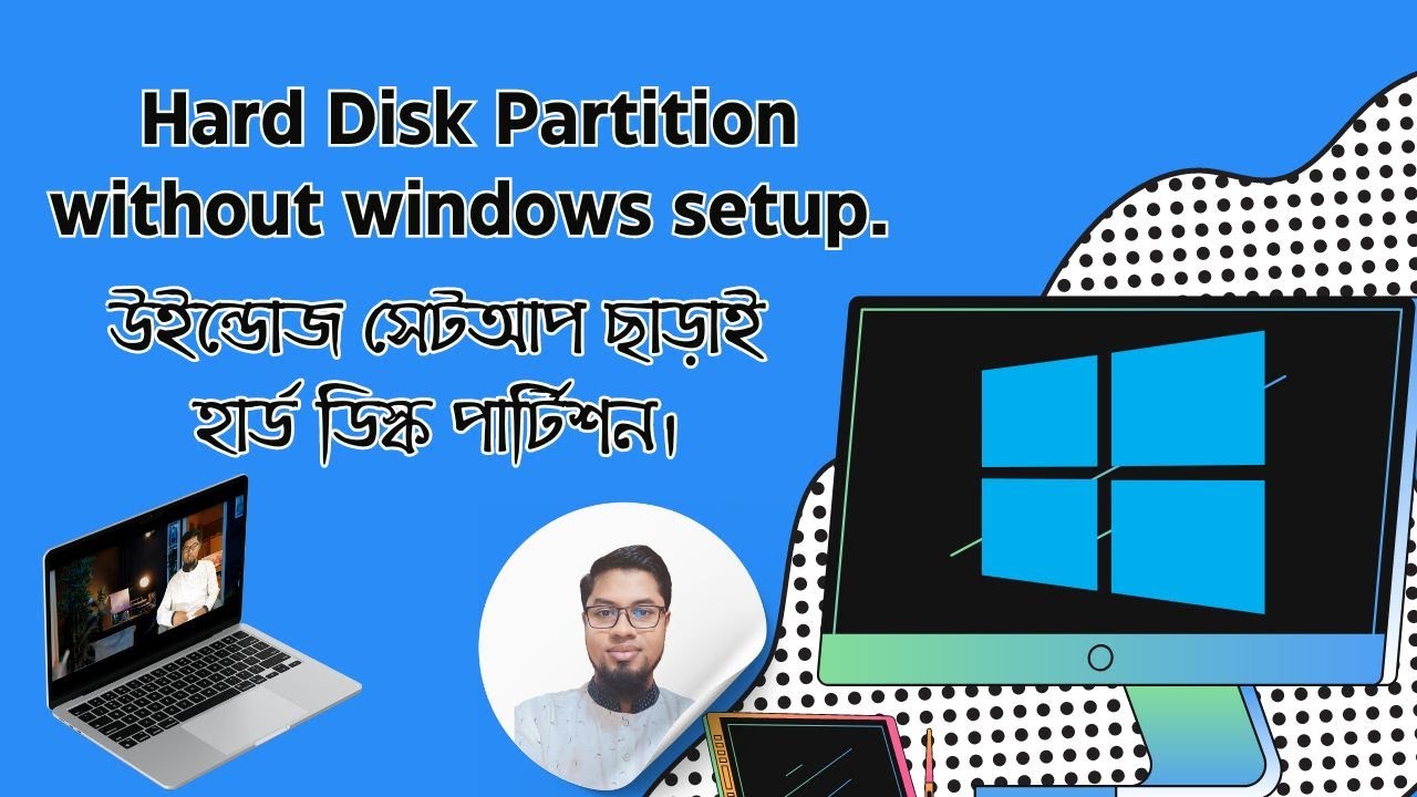Nomanul_Ahasan's tweet card. উইন্ডোজ সেটআপ ছাড়াই হার্ড ডিস্ক পার্টিশন || Hard Disk Partition...