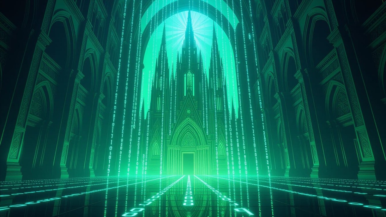 CBMArtist's tweet card. Discover how AI architecture, from cathedrals to Art Nouveau, reveals a hidden beauty. A unique fusion of tech, philosophy, and spirituality.