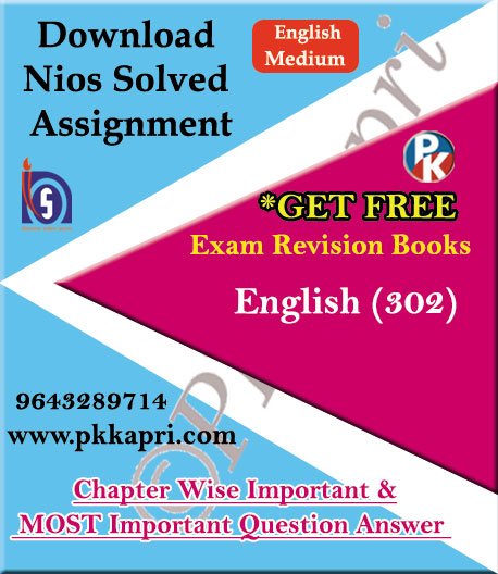 pkkapriandco's tweet card. 302 English NIOS TMA Solved Assignment English Medium in Pdf (TMA) with Project Work (Q 6) E-Copy. NIOS English File download after payment 2026.