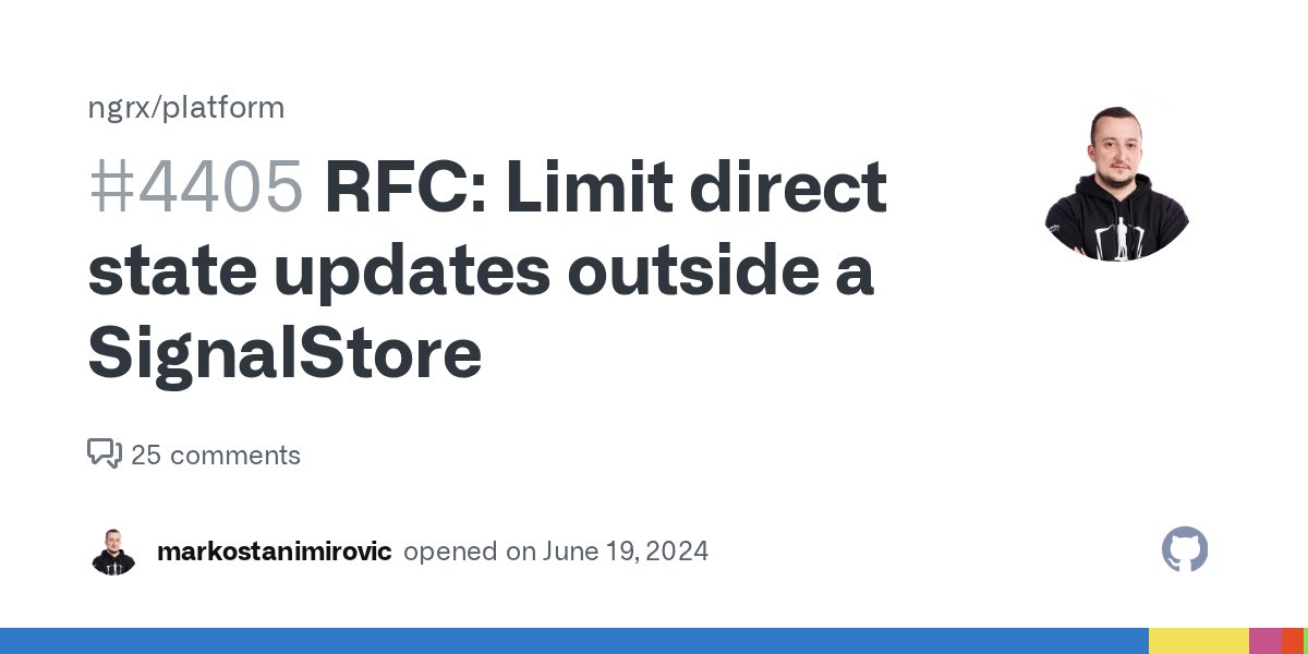 MarkoStDev's tweet card. Which @ngrx/* package(s) are relevant/related to the feature request? signals Information Currently, SignalStore's state can be directly updated from outside: const CounterStore = signalStore(w...