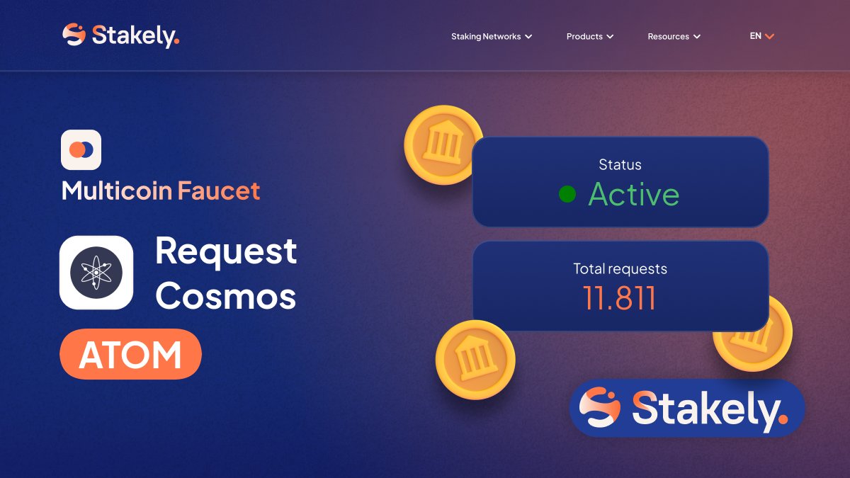 progwaarpvt's tweet card. Request Mainnet tokens for Cosmos with Stakely's Faucet. Perfect for development, testing, and network fee coverage.